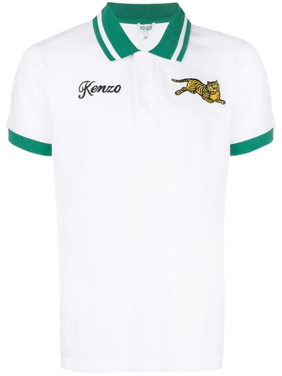 Shop Kenzo Jumping Tiger Polo Shirt - White