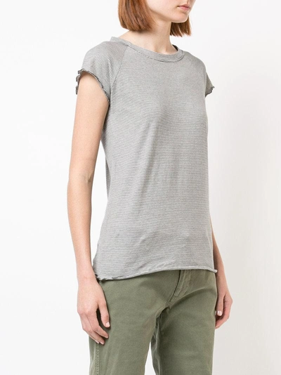 Shop Nili Lotan Frill Hem Striped T-shirt - Grey