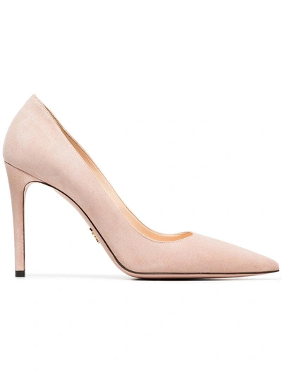 Shop Prada Nude 100 Point Toe Suede Pumps - Neutrals