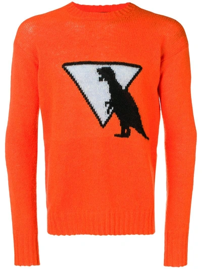 Shop Prada Wool Intarsia Sweater - Orange In Yellow & Orange