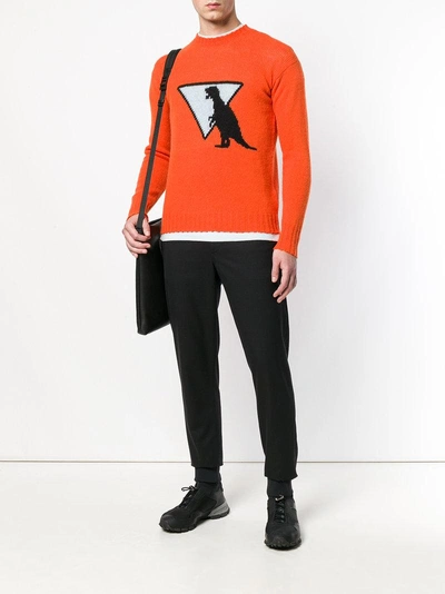 Shop Prada Wool Intarsia Sweater - Orange In Yellow & Orange