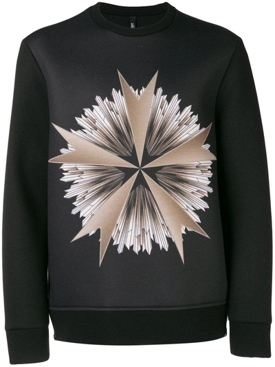 Shop Neil Barrett Geometric Print Sweatshirt - Black
