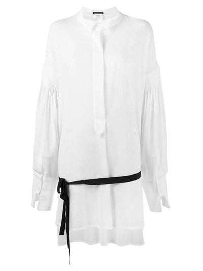 Shop Ann Demeulemeester Pleated Long Sleeve Shirt - White