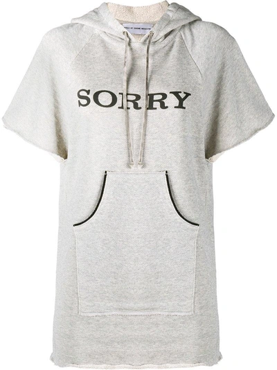 Shop Walk Of Shame Sorry Hooded Sweatshirt With Short Sleeves - Grey