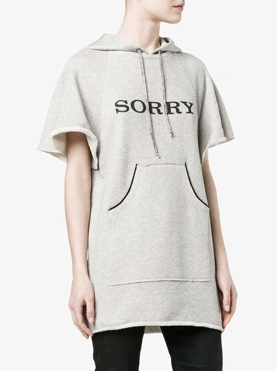 Shop Walk Of Shame Sorry Hooded Sweatshirt With Short Sleeves - Grey