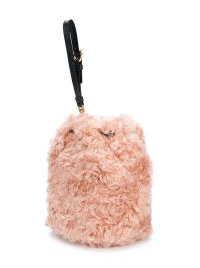Shop Moschino Wool Bucket Bag - Pink