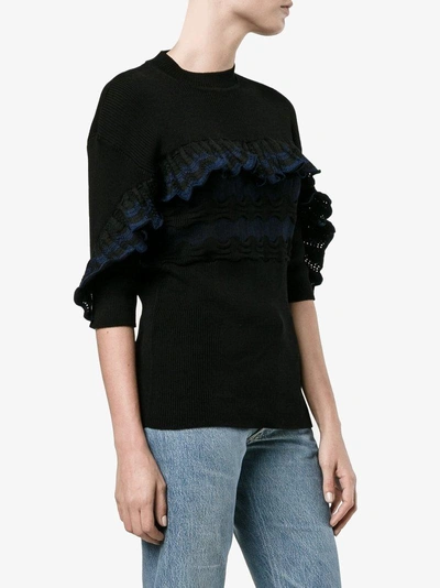 Shop Marni Ribbed Ruffle Top - Black