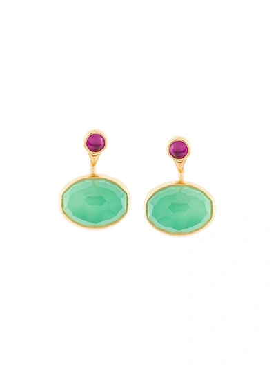 Shop Katerina Makriyianni Back Loop Malachite Earrings