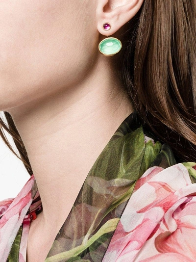 Shop Katerina Makriyianni Back Loop Malachite Earrings