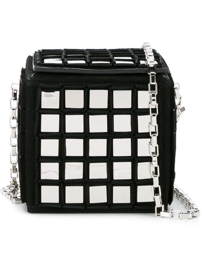 Shop Tomasini Mirror Embellished Rubix Cube Bag - Black