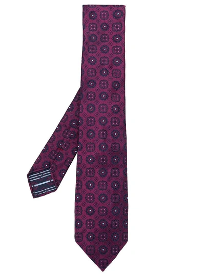 Shop Kiton Jacquard Embroidered Tie - Pink & Purple