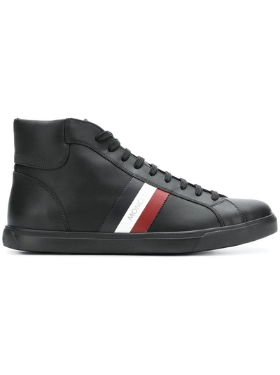 Shop Moncler Tri Stripe Sneakers - Black