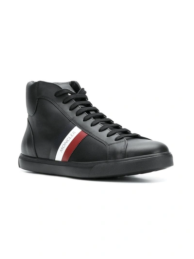 Shop Moncler Tri Stripe Sneakers - Black
