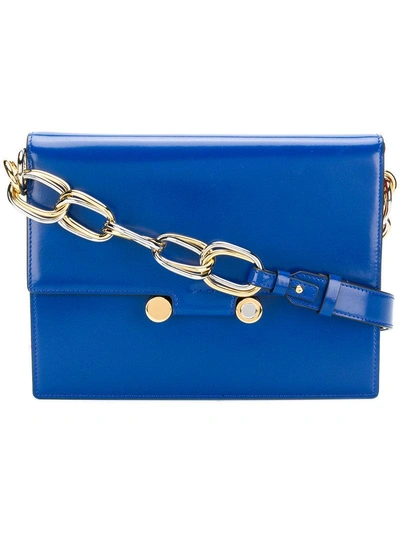 Shop Marni Chunky Chain Shoulder Bag - Blue
