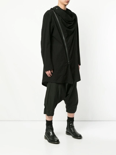 Shop Julius Cowl-neck Zipped Coat - Black