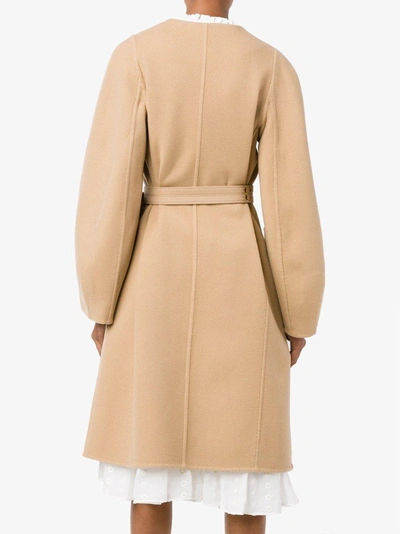 Shop Chloé Collarless Wool Coat In Yellow