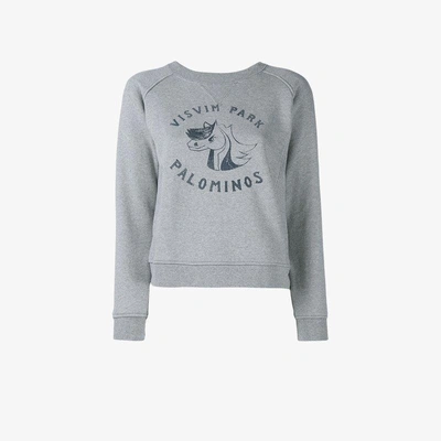 Shop Visvim College Print Sweatshirt In Grey