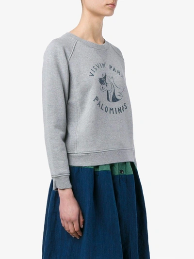 Shop Visvim College Print Sweatshirt In Grey
