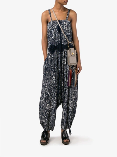 Shop Chloé Daisy Chain Sleeveless Jumpsuit In Blue