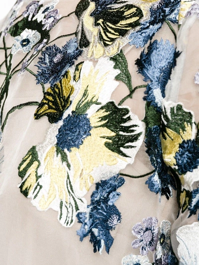 Shop Erdem Floral Embroidered Sheer Top In Nude&neutrals