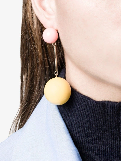 Shop Jw Anderson Sphere Drop Earrings In Yellow&orange