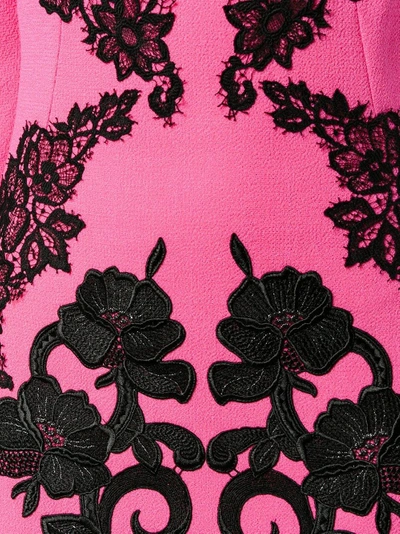 Shop Dolce & Gabbana Rose Embroidered Crepe Dress In Pink&purple