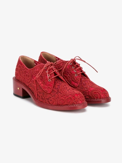 Shop Laurence Dacade 'jeanne' Floral Lace Brogues In Red