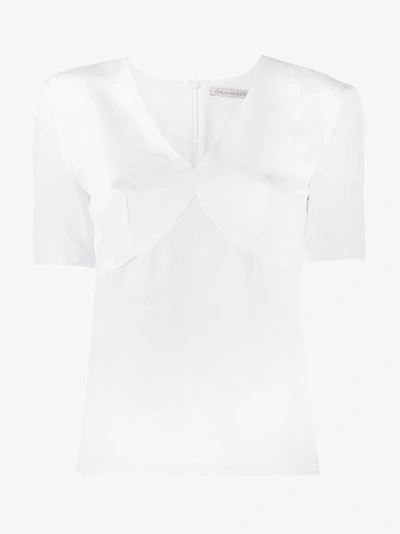 Shop Emilia Wickstead Seidenbluse Mit Kurzen Ärmeln In White