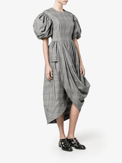 Shop Simone Rocha Prince Of Wales Checked Dress In Grey