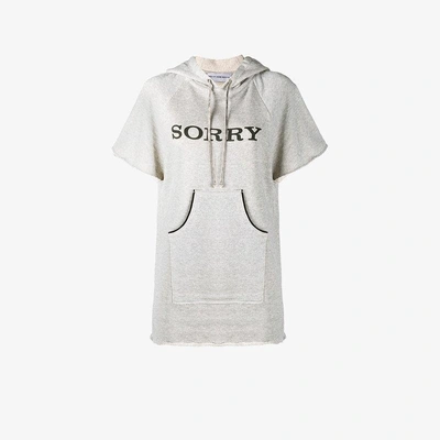 Shop Walk Of Shame Sorry Hooded Sweatshirt With Short Sleeves In Grey