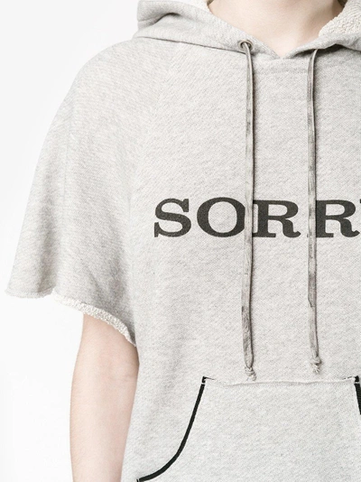 Shop Walk Of Shame Sorry Hooded Sweatshirt With Short Sleeves In Grey