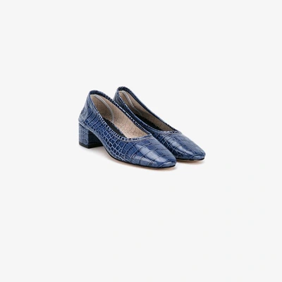 Shop Maryam Nassir Zadeh Blue Croc Roberta Pumps