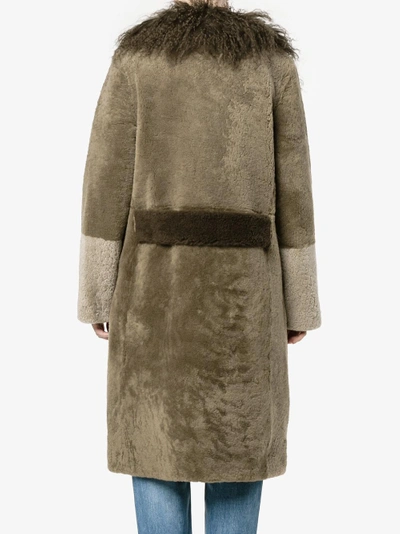 Shop Saks Potts Shearling Collared Coat In Brown