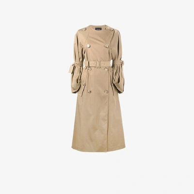Shop Simone Rocha Double Breasted Trench Coat In Nude&neutrals
