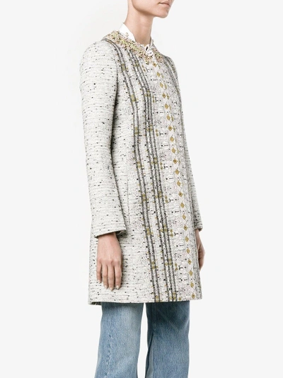 Shop Giambattista Valli Embroidered Tweed Coat In Multicolour