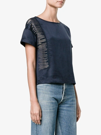 Shop Lot78 Line Embroidered T-shirt In Blue