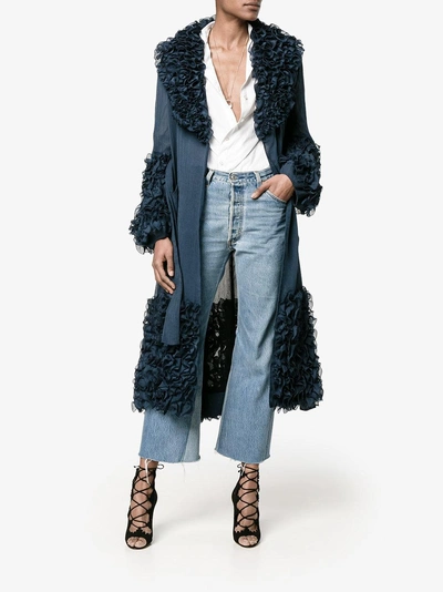 Shop Rosie Assoulin Ruffle Trimmed Coat In Blue