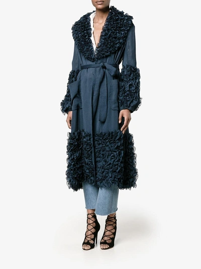 Shop Rosie Assoulin Ruffle Trimmed Coat In Blue