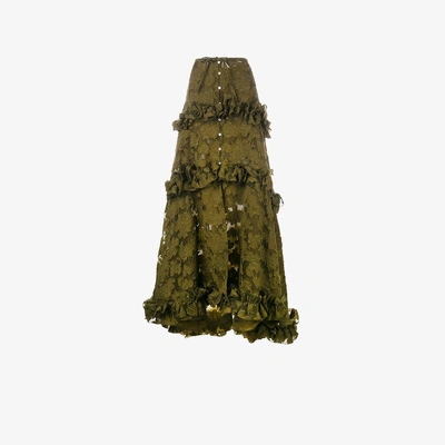 Shop Rosie Assoulin Ruffle Tiered Maxi Skirt In Green