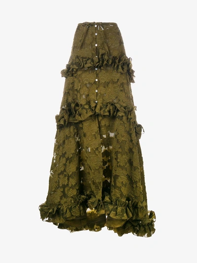 Shop Rosie Assoulin Ruffle Tiered Maxi Skirt In Green