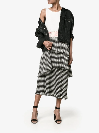 Shop Rosie Assoulin Gingham Tiered Skirt In Black