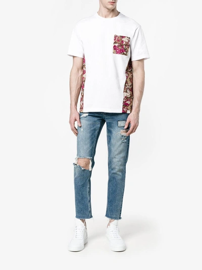 Shop White Mountaineering T-shirt With Contrasting Printed Panels