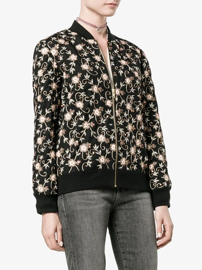 Shop Ashish Floral Embroidered Bomber Jacket In Black