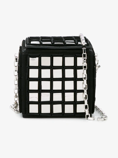 Shop Tomasini Mirror Embellished Rubix Cube Bag In Black