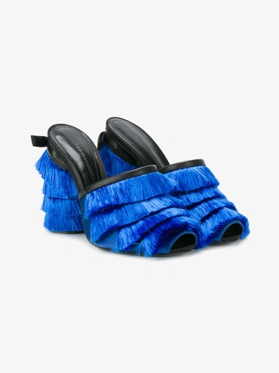 Shop Marco De Vincenzo Fringed Mules In Blue