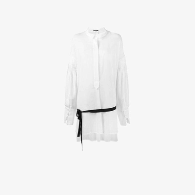 Shop Ann Demeulemeester Pleated Long Sleeve Shirt In White