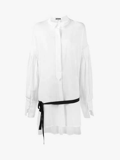 Shop Ann Demeulemeester Pleated Long Sleeve Shirt In White