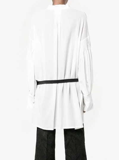 Shop Ann Demeulemeester Pleated Long Sleeve Shirt In White