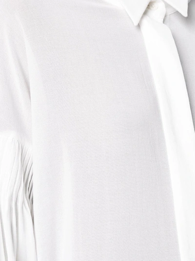 Shop Ann Demeulemeester Pleated Long Sleeve Shirt In White