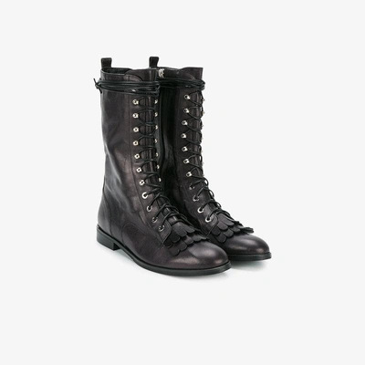 Shop Liudmila 'kiltie' Stiefel Mit Fransen In Black